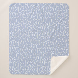 Manta Sherpa Corazón Azul Moderno