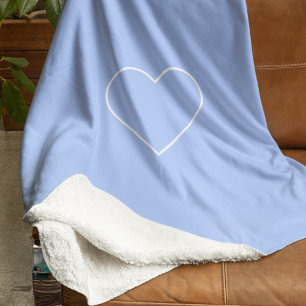 Manta Sherpa Corazón azul Pastel minimalista   Moderno suave