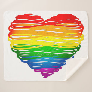 Manta Sherpa Corazón de colores de arcoíris de SlipperyJoe gara