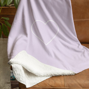 Manta Sherpa Corazón de lavanda pastel minimalista moderno