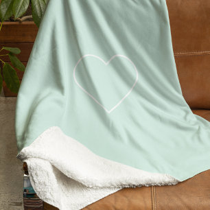 Manta Sherpa Corazón de menta Pastel minimalista   Moderno