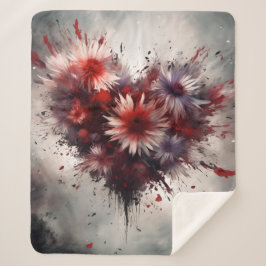 Manta Sherpa Corazón florido