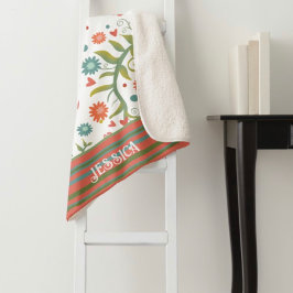 Manta Sherpa Corazón lindo Flores Inespiritualidad