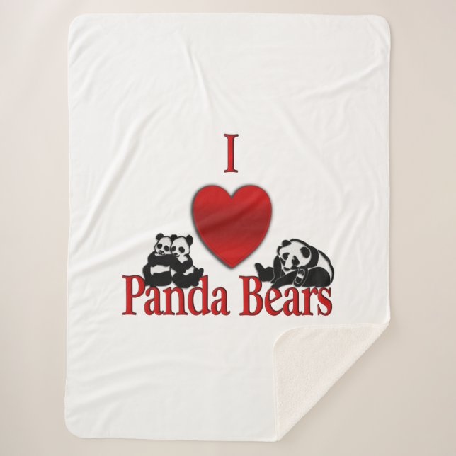Manta Sherpa Corazón Panda Bears (Anverso)
