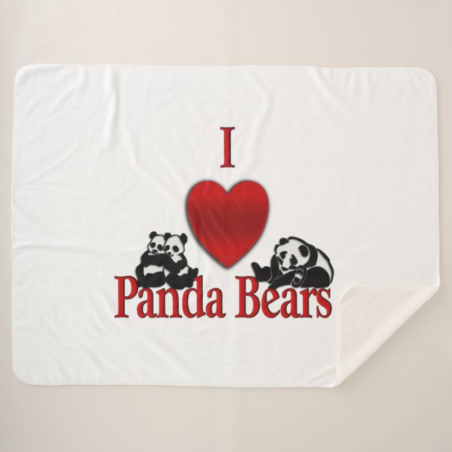 Manta Sherpa Corazón Panda Bears (Anverso (horizontal))