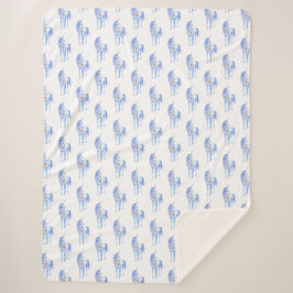 Manta Sherpa Corazón Purpurina morado unicornio de oro