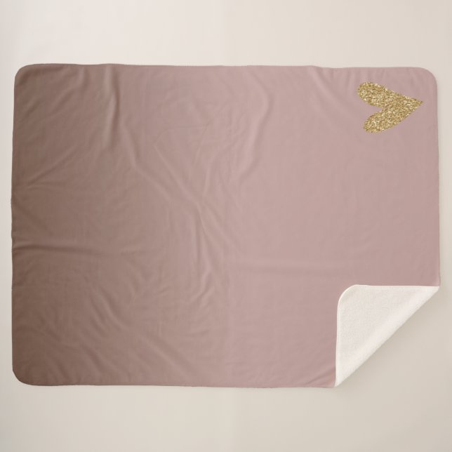 Manta Sherpa Corazón Purpurina Ombre de crema de cacao marrón O (Anverso (horizontal))