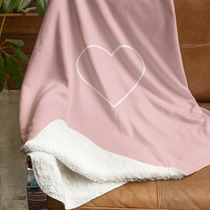 Manta Sherpa Corazón rosa Pastel minimalista Acogedor