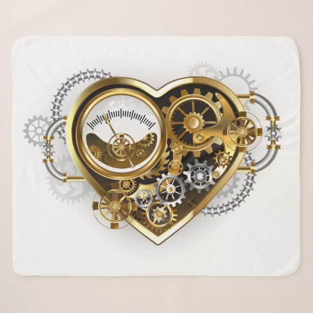 Manta Sherpa Corazón Steampunk con manómetro (Anverso (horizontal))