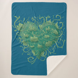 Manta Sherpa Corazón verde interior