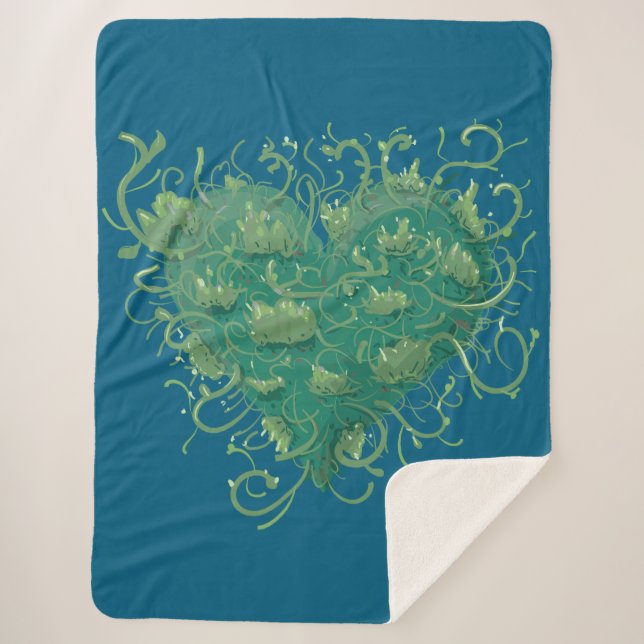 Manta Sherpa Corazón verde interior (Anverso)