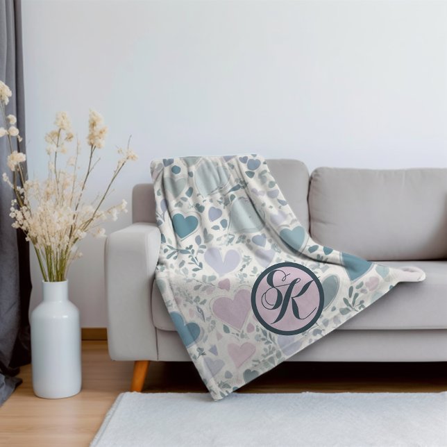 Manta Sherpa Corazones, comienzos y hojas de salvia (Subido por el creador)