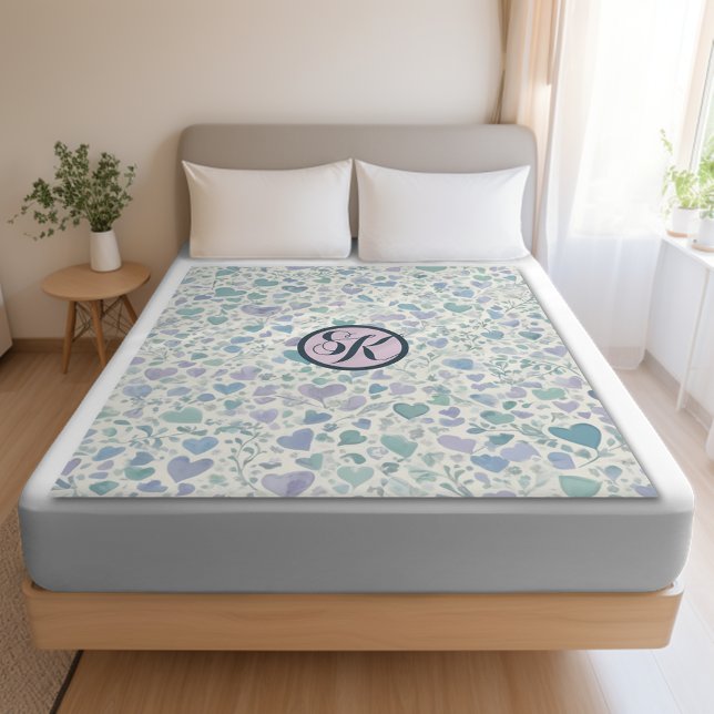 Manta Sherpa Corazones de amor azul morado verde (Subido por el creador)