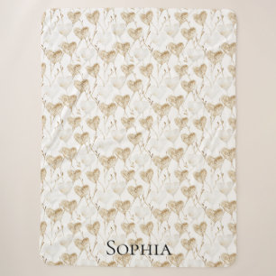 Manta Sherpa Corazones de Boho de Cream Brown