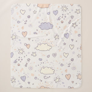Manta Sherpa Corazones de Pastel y Nubes Acuarela Sueño (7)