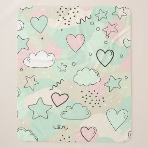 Manta Sherpa Corazones de Pastel y Nubes Acuarela Sueño (9)