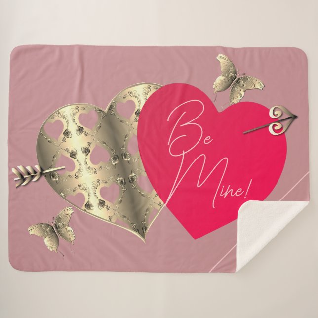 Manta Sherpa Corazones de San Valentín atónitos Sherpa Blanket (Anverso (horizontal))