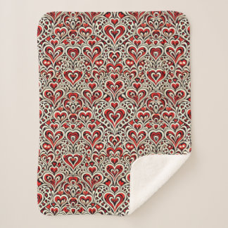 Manta Sherpa Corazones Dulces Rojos