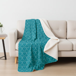 Manta Sherpa Corazones en azul vibrante