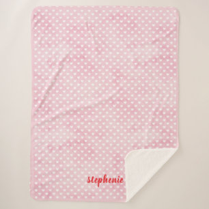 Manta Sherpa Corazones personalizados sobre rosa