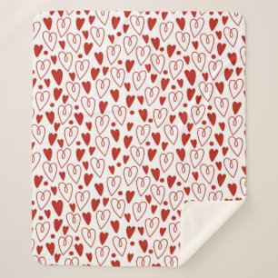 Manta Sherpa Corazones rojos