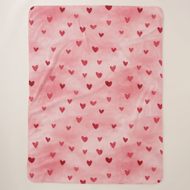 Manta Sherpa Corazones Rosas Rojos Amor   (Anverso)