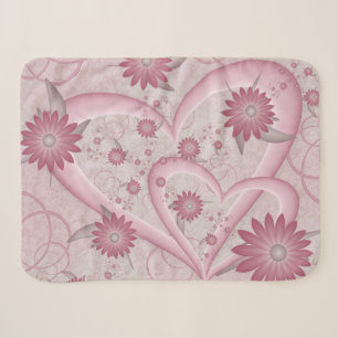 Manta Sherpa Corazones y flores abstractos rosados Arte fractal