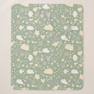 Manta Sherpa Corazones y Nubes de Acuarela Pastel Soñados (4)