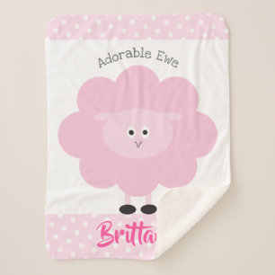 Manta Sherpa Cordero Rosa Cute Bebé Niña Moda Adorable Nombre E