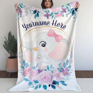 Manta Sherpa Corona de flores de color rosa para madre y cría d