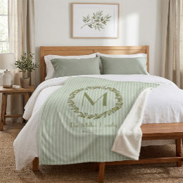 Manta Sherpa Corona de Olivo Personalizada con Monograma