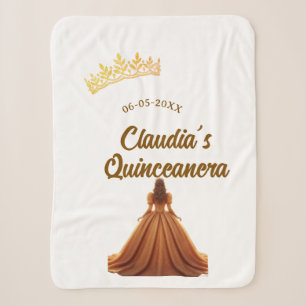 Manta Sherpa Corona de princesa quinceañera naranja cumpleaños 