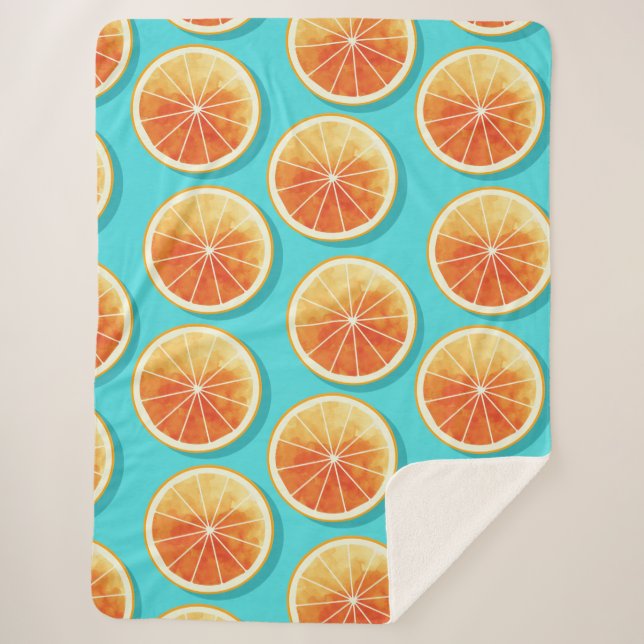 Manta Sherpa Cortes de naranja en azul (Anverso)