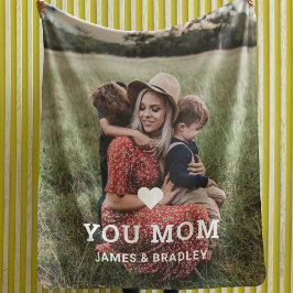 Manta Sherpa Corto corazón te ama la foto del Día de la Madre