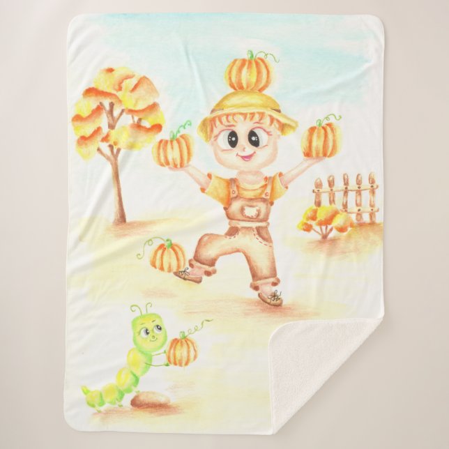 Manta Sherpa Cosecha de moras niño de jengibre (Anverso)