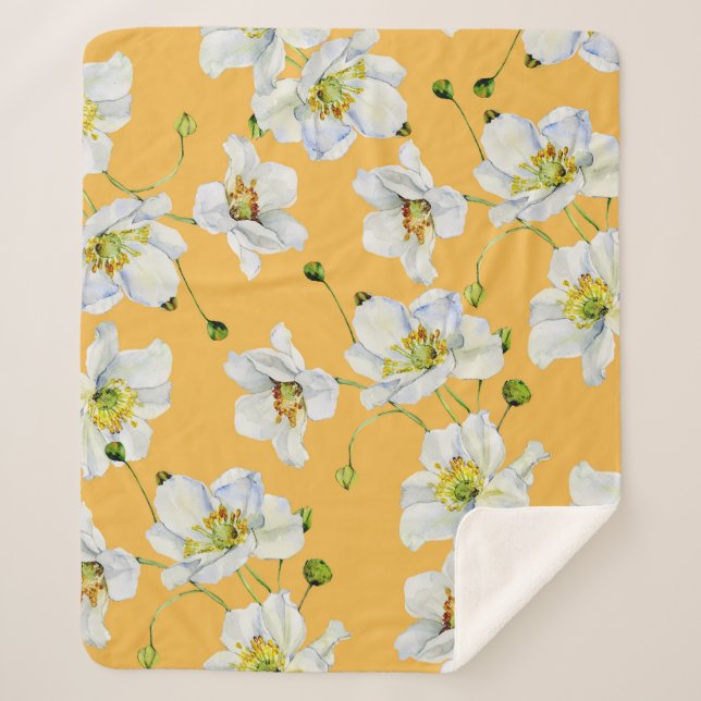 Manta Sherpa Cosmos, acuarela, sin costuras, con motivos floral (Anverso)