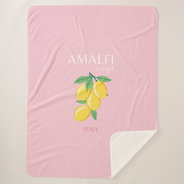 Manta Sherpa Costa Amalfitana, habitación Preppy, rosa (Anverso)