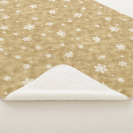 Manta Sherpa Cosy Gold Purpurina Stars Snowflakes Sherpa Blanke