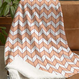 Manta Sherpa Cosy Peach Burgundy Herringbone