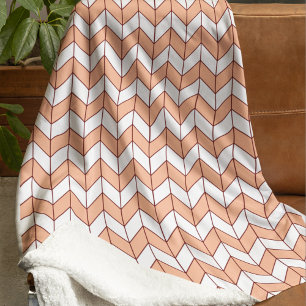 Manta Sherpa Cosy Peach Burgundy Herringbone