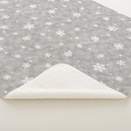 Manta Sherpa Cosy Silver Purpurina Stars Snowflakes
