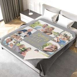 Manta Sherpa Cotización de la vida familiar con fotos múltiples