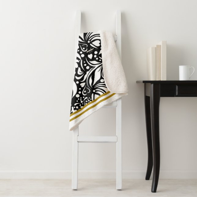 Manta Sherpa Cotización de vida en blanco sherpa negro de Adiel (In situ)