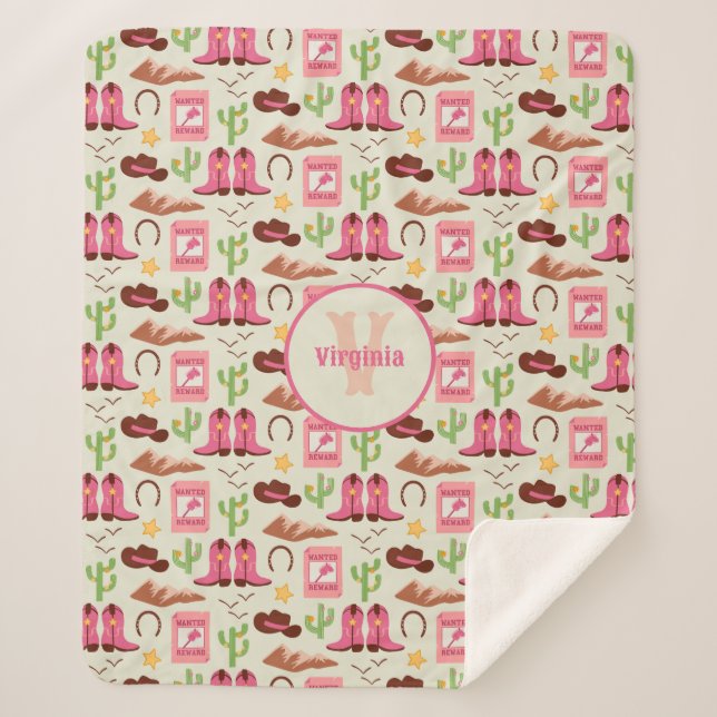 Manta Sherpa Country Cowgirl Boots Adorable Stick Horno Occiden (Anverso)