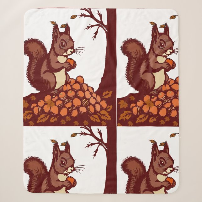 Manta Sherpa 🐿️ Couverture Sherpa Écureuil d'Automne et Forêt  (Anverso)