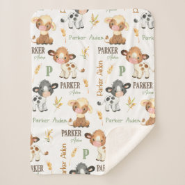 Manta Sherpa Cow Baby Blanket personalizado | Sherpa 30x40
