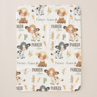 Manta Sherpa Cow Baby Blanket personalizado | Sherpa 30x40