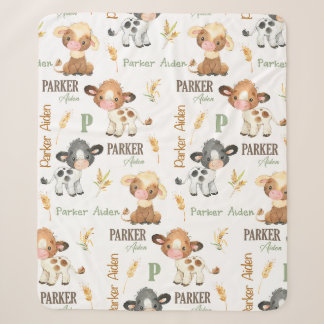 Manta Sherpa Cow Baby Blanket personalizado | Sherpa 50x60