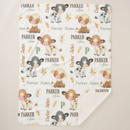 Manta Sherpa Cow Baby Blanket personalizado | Sherpa 60x80