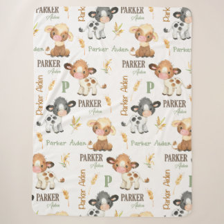 Manta Sherpa Cow Baby Blanket personalizado | Sherpa 60x80
